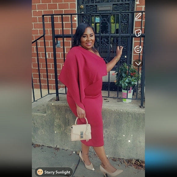 GOBLES Women's Elegant Asymmetrical One Shoulder Cape Bodycon Party Cocktail Mid - Picture 5 of 6